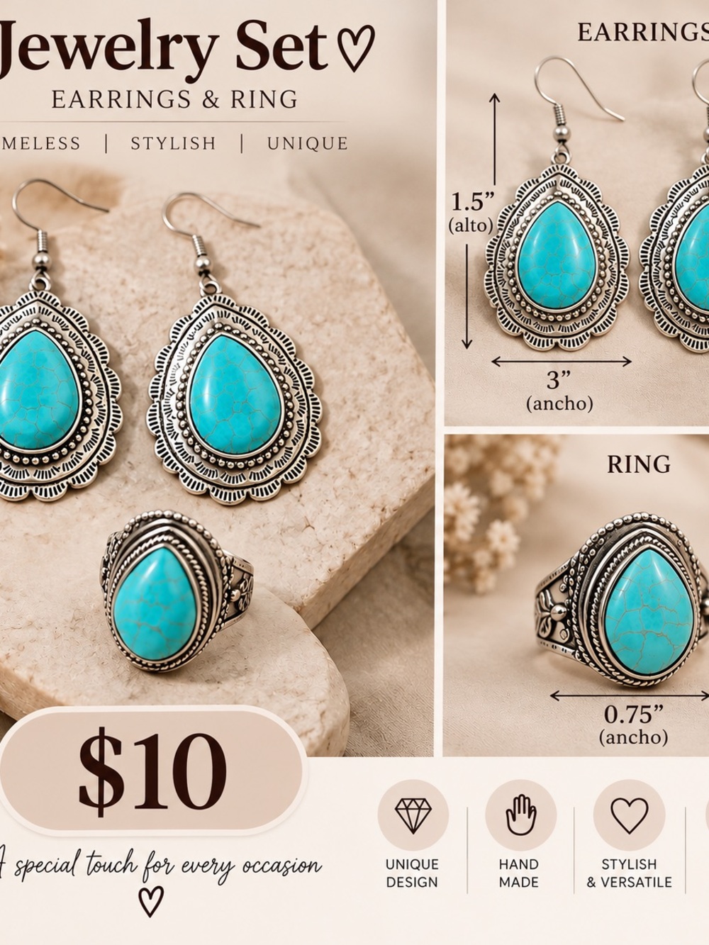Turquoise Teardrop Dangle Earrings - Silver-Tone Women’s Jewelry